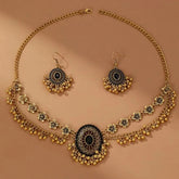 Ethnic Style Retro Oval Gem Necklace Set